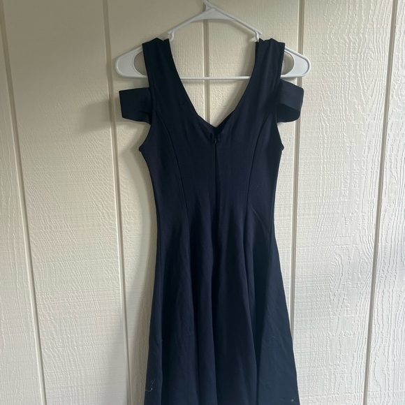 Fashion Nova Blue Pleated Cold Shoulder Mini Dress - Picture 2 of 4